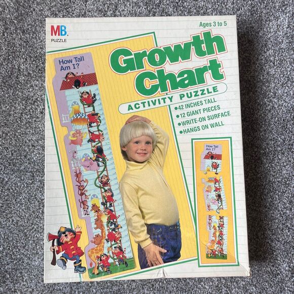 1988 Growth Chart Firefighter Activity Puzzle MB Puzzle NEW SEALED Height Chart - Picture 1 of 4